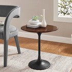 Modway Lippa Round 20" Wood Grain Mid-Century Modern Side Table in Black Walnut