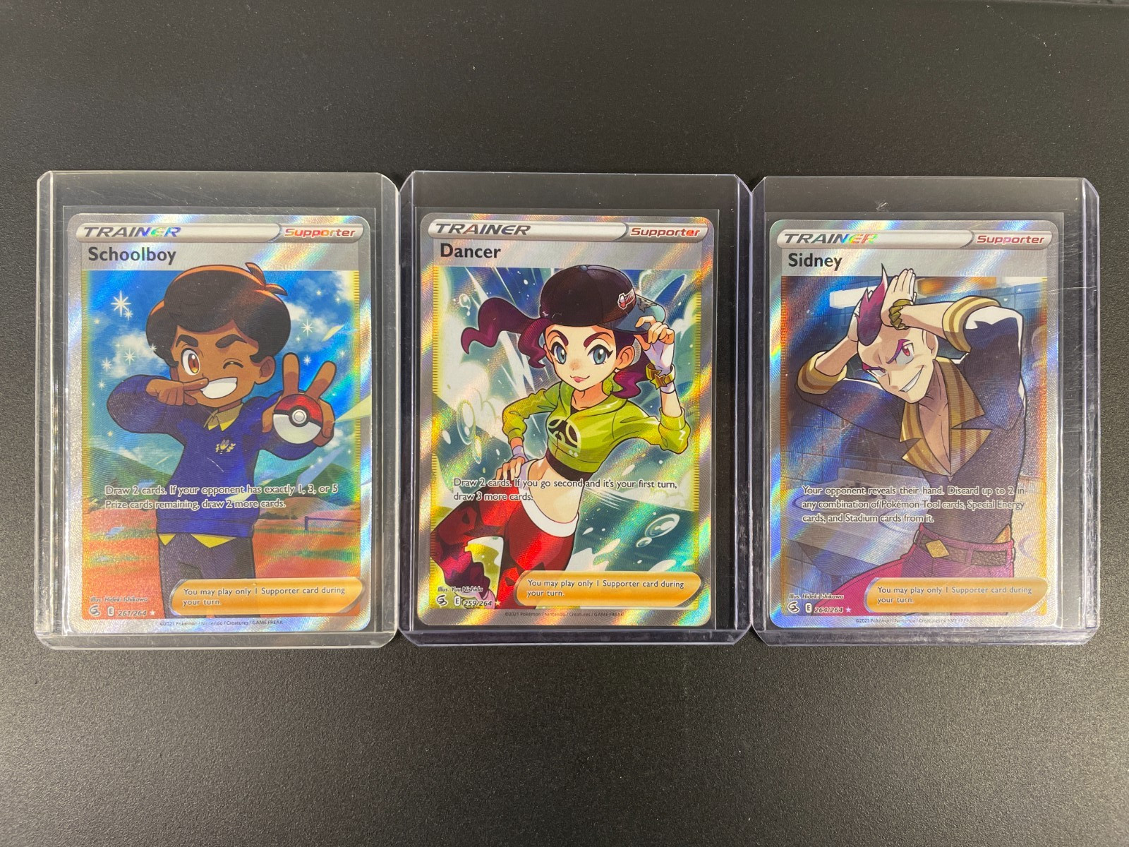 Pokémon Lot of 3 Ultra Rare Fusion Strike Trainers (Schoolboy, Dancer, Sidney)