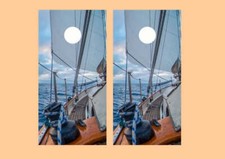 KT Cornhole Wraps Wood Sailboat Under Way laminated Cornhole Wraps / Sticker