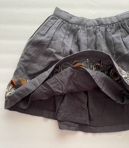 Peek Skirt Girls M 6 7 Gray Flowers Embroidered Beaded Lined New - Picture 3 of 5