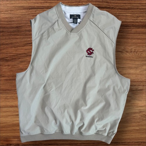 South Carolina Gamcocks Baseball Vest Mens L Beige Ray Tanner Golf Pullover - Picture 8 of 9