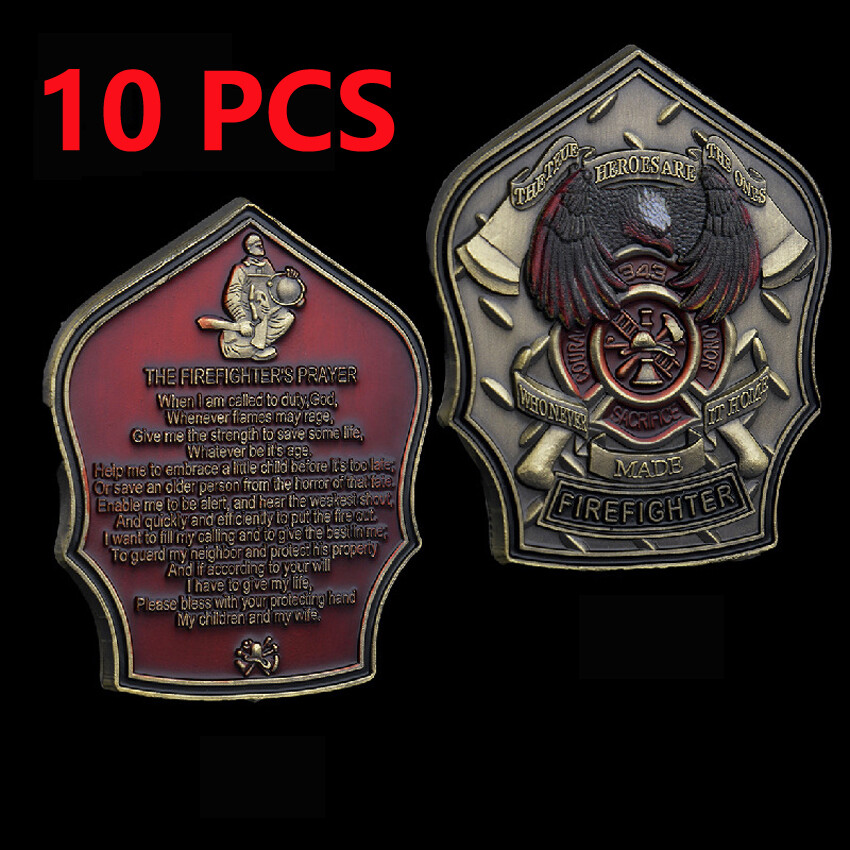 10PCS Firefighter 911 Fire Dept 343 Fallen Hero Challenge Coin Commemorative