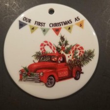2020 Our First Christmas as Mr and Mrs Marriage Tree Ornament Red Truck O691