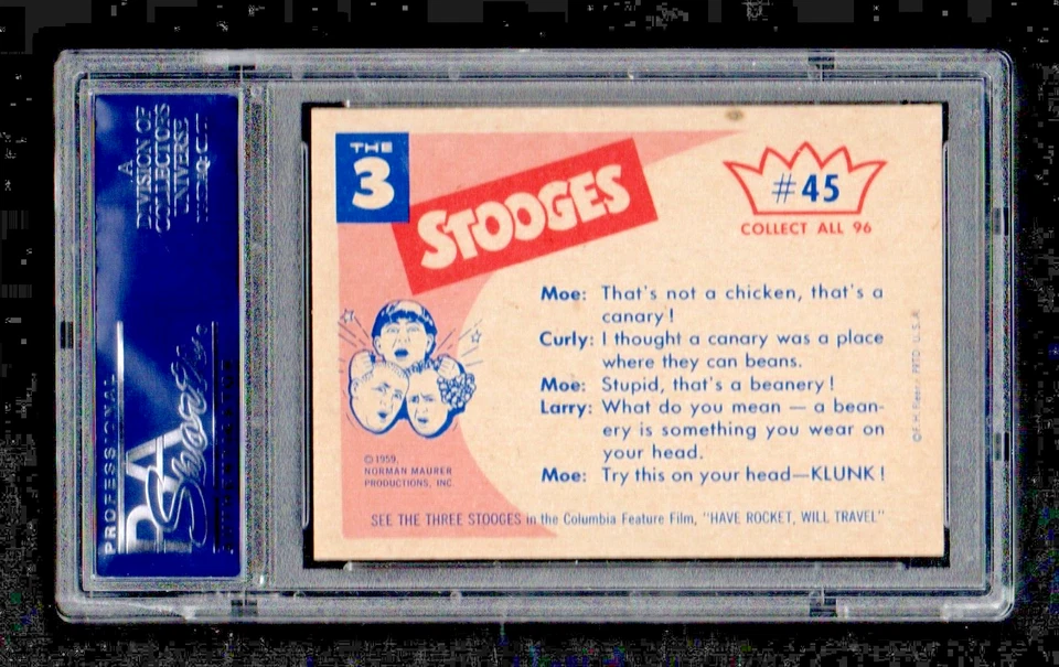 1959 Fleer Three Stooges #45 Dig that crazy chicken !  PSA 9 - Image 2 of 2