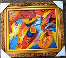 ABSTRACT STILL LIFE HAND PAINTED COLORFUL  OIL PAINTING 24" ON CANVAS F213 GIFT