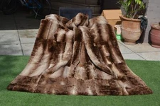 Genuine Real Sheared Phantom Beaver Fur Blanket King Size throw 83" x 73" Rug