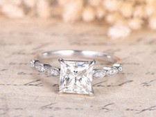 0.5ct Princess Simulated Diamond Stylish Solitaire Ring 14k White Gold Plated