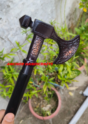 Nautical Black Finish Axe Handle Black wood vintage costume walking stick