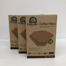 IF YOU CARE  Coffee Filters No. 4 Cone Shaped Unbleached Filter 3pack