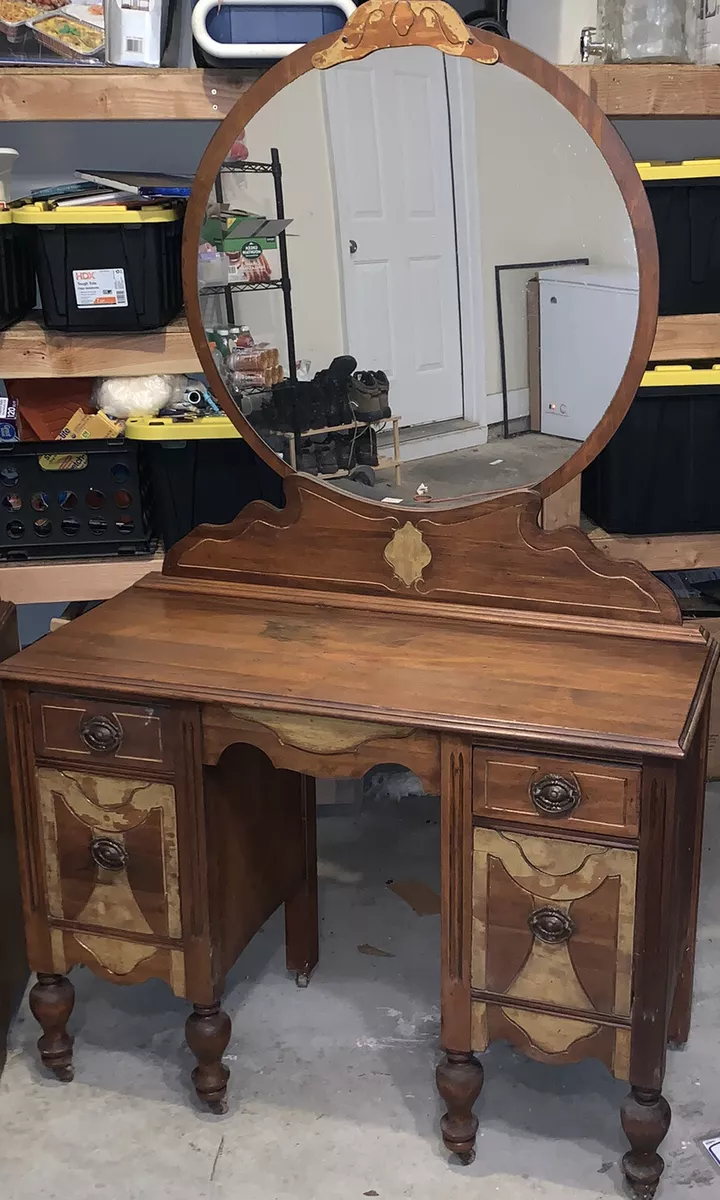 Antique vanity table with mirror deals