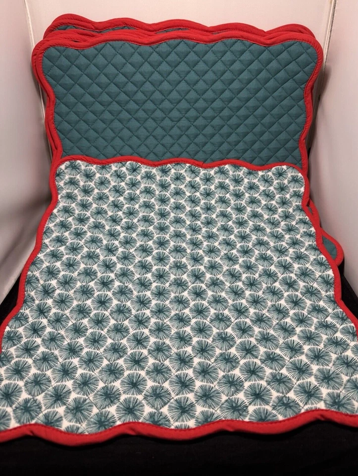 Juego de 4 Colchonetas Pioneer Mujer Acolchadas Cuadradas Doble Lado Festoneadas Navidad Foto 2 de 2