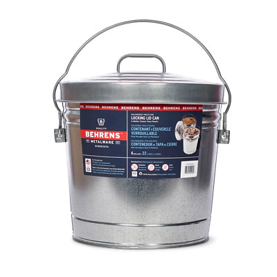 Galvanized Steel Locking Lid Storage Can, 6-Gallon