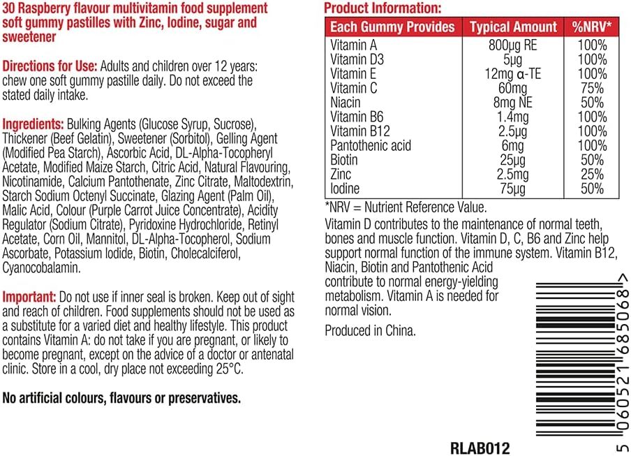 Vitawell Adult Vitamin D / Multivitamin Gummies Blackcurrant