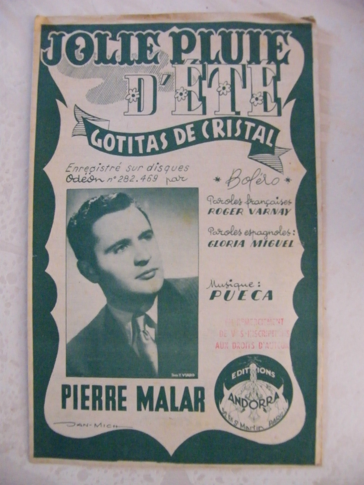 Pretty Summer Rain Partition Pueca Pierre Malar
