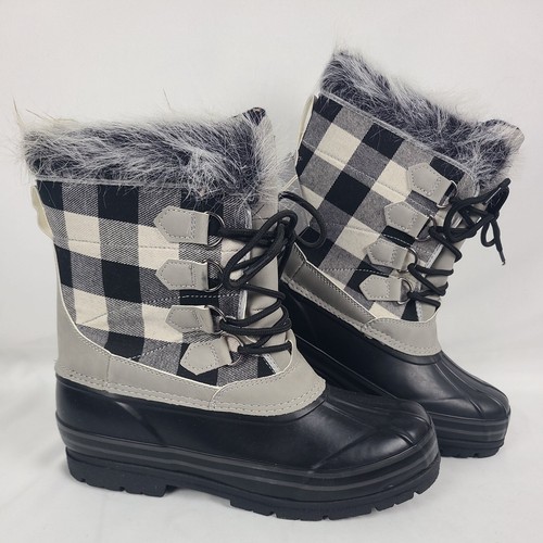 Natural Reflections Lumber Jill Black/White Insulated Winter Snow Boots