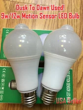 Indoor/Outdoor Motion Sensor Light Bulb Motion Activated LED Dusk to Dawn 9W 12W