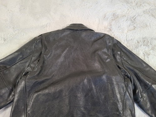 Vintage 70s Sears The Leather Shop Biker Jacket Belted Quilted Zippers Size 48 R - Picture 6 of 24