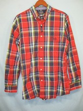 NWT Chaps by Ralph Lauren Orange Blue Plaid Easy Care Men's Button Front Shirt
