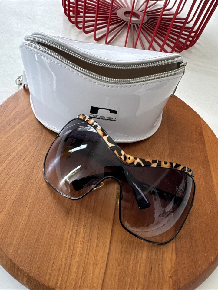 Просто Cavalli негабаритный щит солнцезащитные очки Италии б/у Cheetah печати