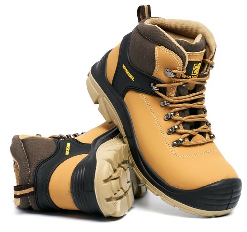Hombres Cuero Ligero Seguridad Puntera de Acero Gorra Entrenadores Botas al tobillo Zapatos de Trabajo Talla - Imagen 2 de 9