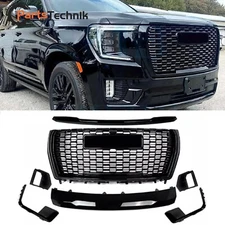 For 2021-2023 GMC Yukon/XL Denali Front Grille Hood Trim Molding Gloss Set 7pcs