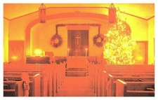 Covington Virginia Calvary Christian Church Christmas Chancel 1981 Postcard F4
