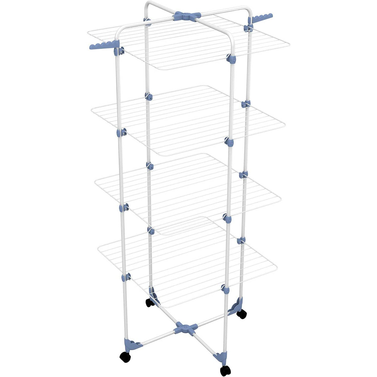 Stendino Verticale Modular 4 Livelli 71×71×169 cm Resistente con Ruote Portatile