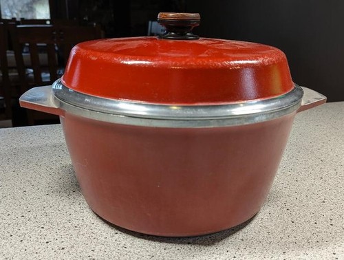 Vintage Kitchen Fair KF Stock Pot Cast Aluminum Dutch Oven 12" Red