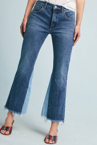 Pilcro Raw Hem High-Rise Flare Jeans 