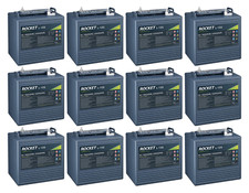 Rocket L-105 225Ah 6V Golf Cart Battery - Replaces T-105 / T-605 Set of 12 