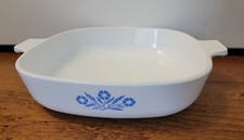VTG Corning Ware Blue Cornflower Blurry Stamp Baking Dish 1960s 9