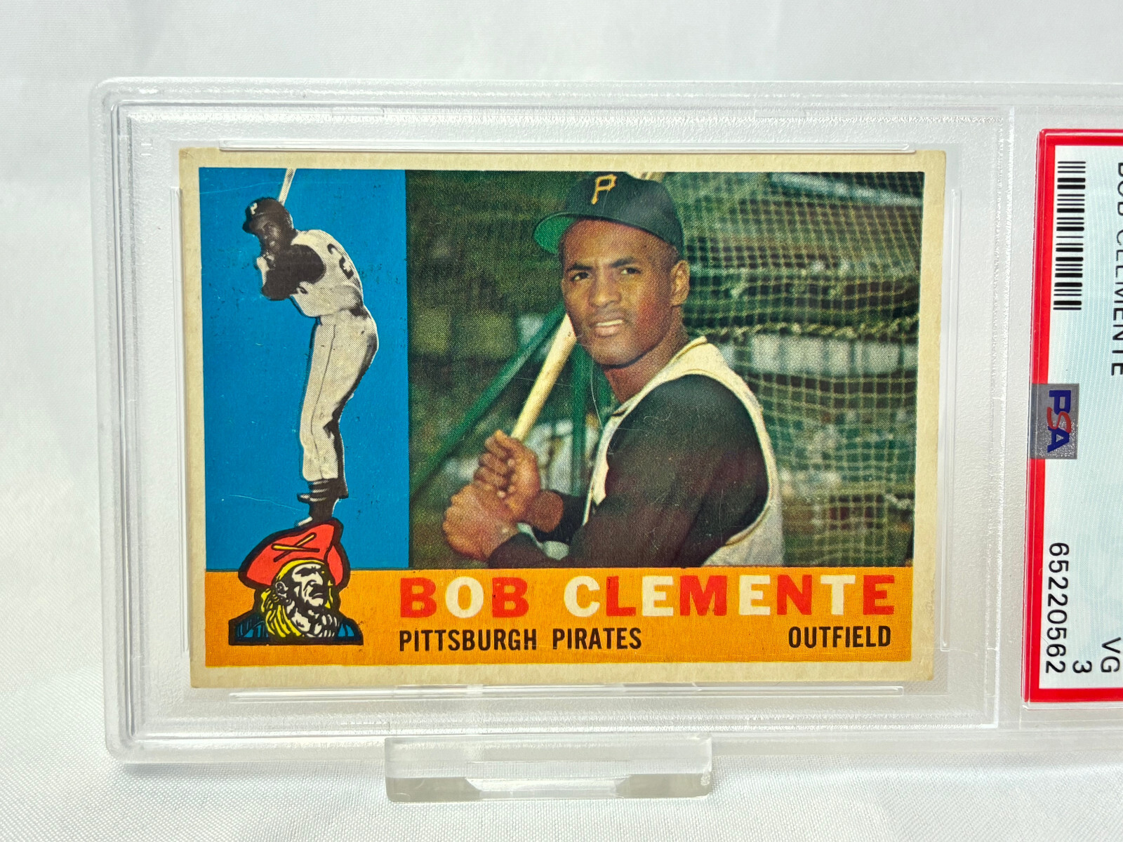 1960 Topps BOB CLEMENTE Baseball Card #326 PSA 3 view 2