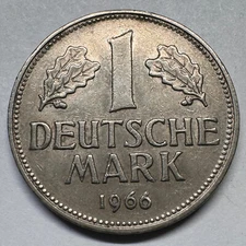 1966 Germany 1 Mark - F - Beautiful Coin - #A-042-B