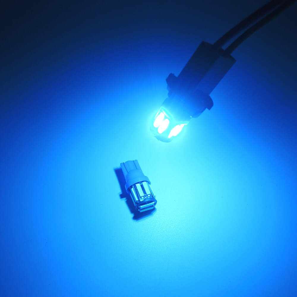 Sourcing Map 2Pcs 12V T10 LED Azul 5-5050-SMD Bombillas Interior De Coche Luces Cuña W5W 2825 158 192 194