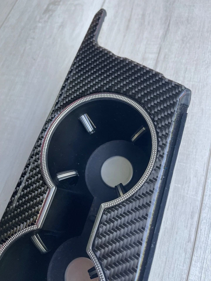 Cubierta portavasos interior de fibra de carbono Genesis G70 pieza de ajuste superposición genuina de 3M Foto 3 de 4