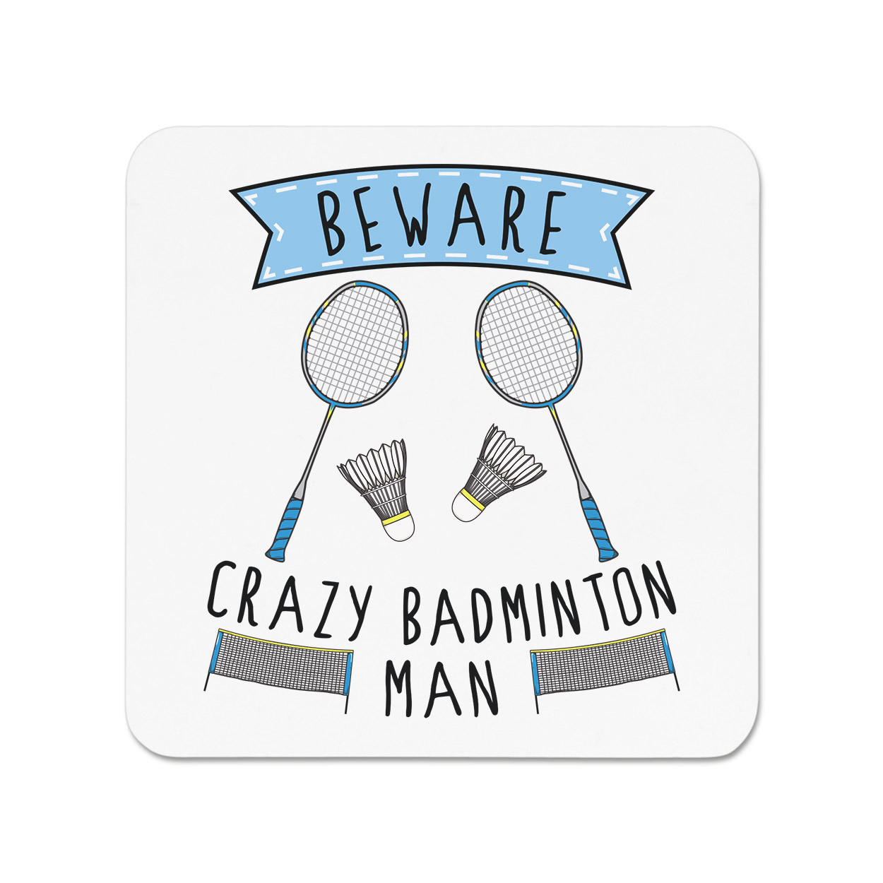 Beware Crazy Badminton Man Fridge Magnet - Funny Sport