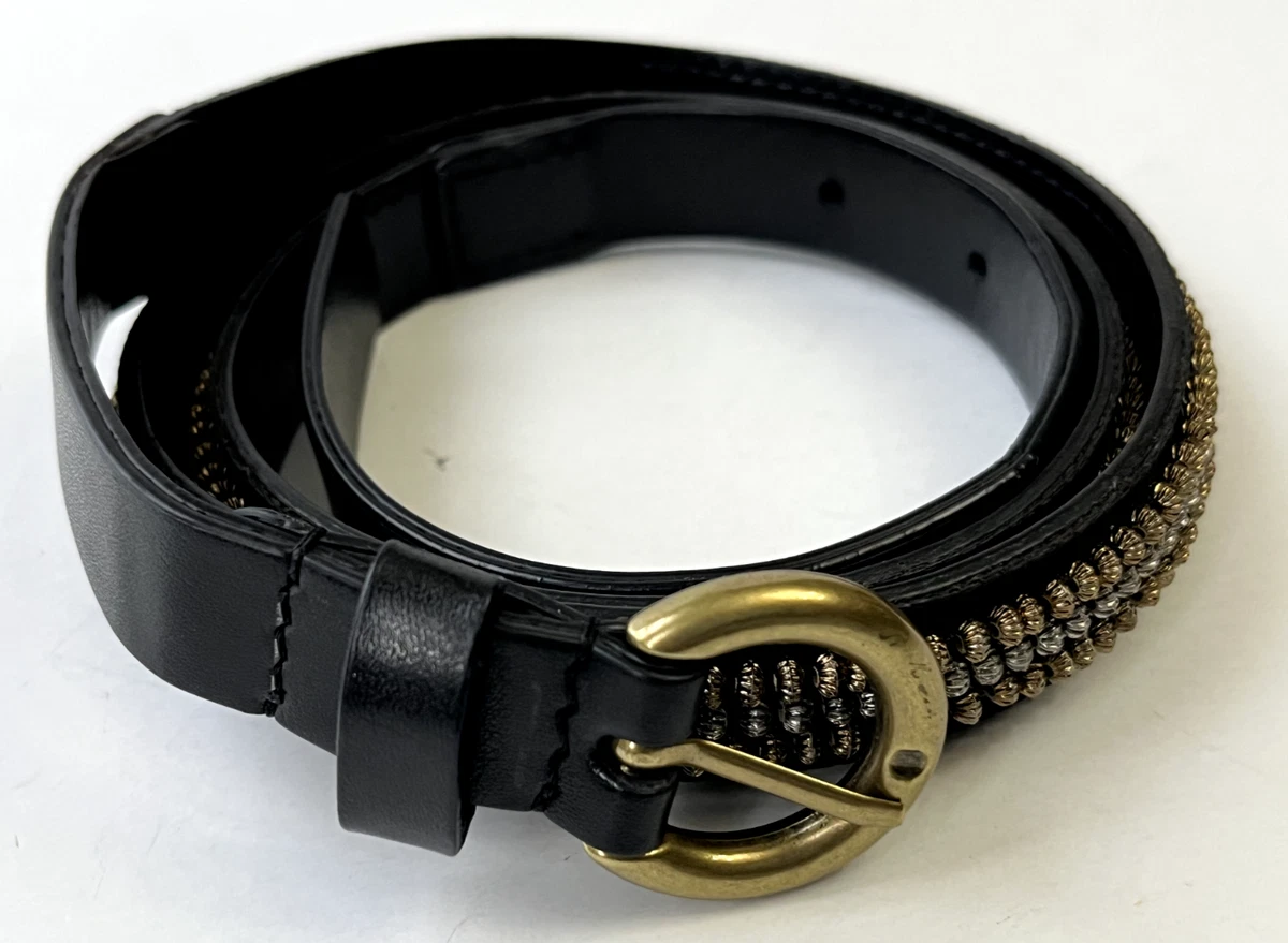 Ann Taylor Black Pony Hair & Leather Elastic Back Belt Gold Hardware Size M/L Pony hair belt black – TOTEME main image 3