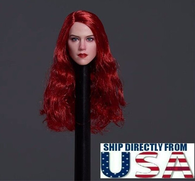 Z008C 1/6 Emma Female Head Sculpt Red Hair For 12'' PHICEN Hot Toys Female Figure