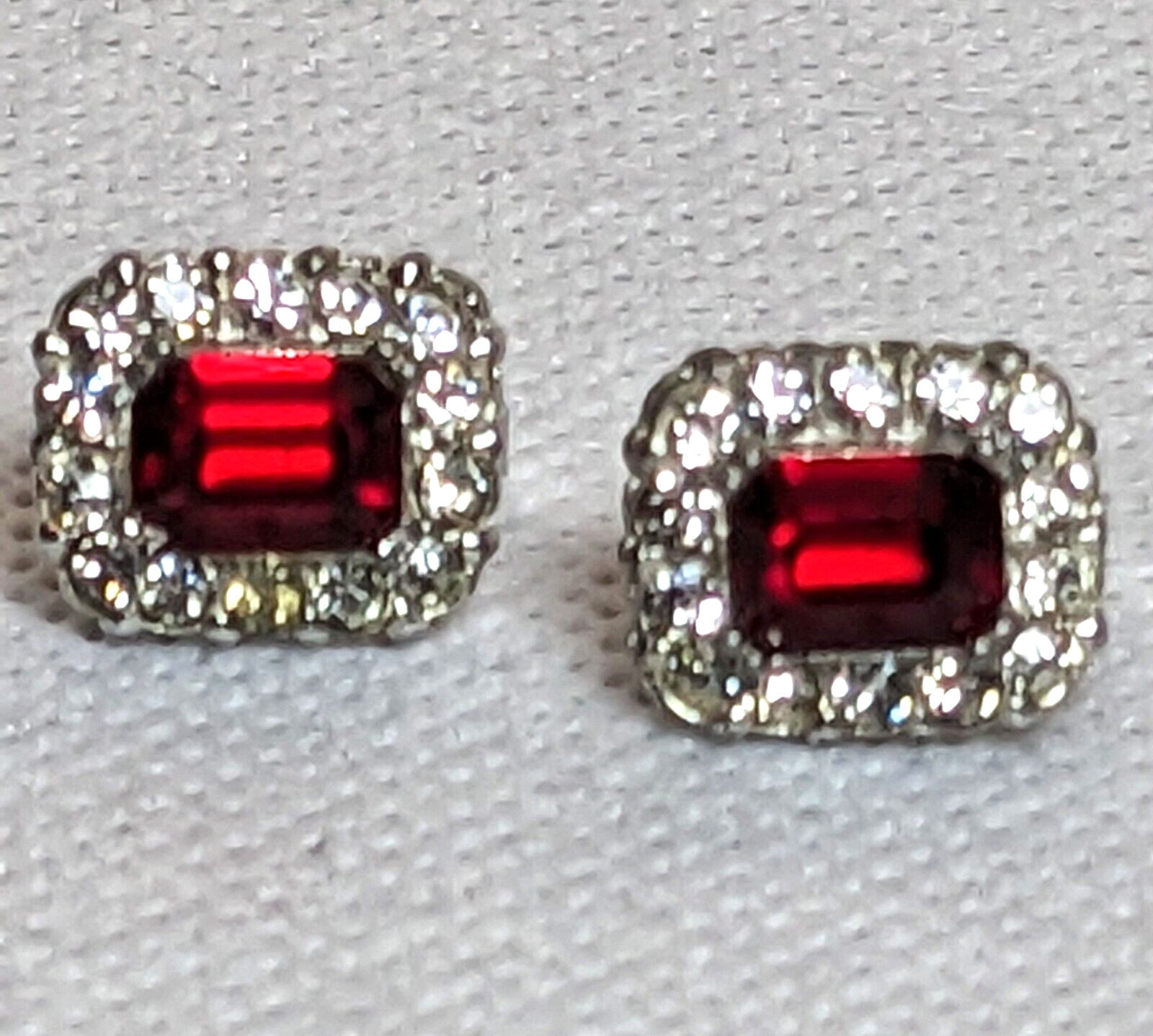 Vintage Bogoff Signed Prong Set Red & Clear Multi… - image 2
