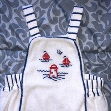  VINTAGE Baby Dior. Rare Dior overall one-piece. Sail boats, red, white,  blue