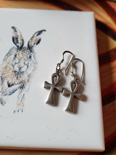 Gorgeous Vintage Silver Ankh Drop Earrings - Picture 2 of 4