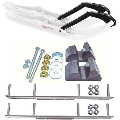 C&A Pro White TMX Snowmobile Skis w/ 6'' Shaper Bars Complete Kit Yamaha