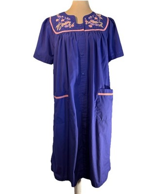 Go Softly Snap Up Patio Dress SZ S MuMu Lounge Wear Pockets Embroidered Floral