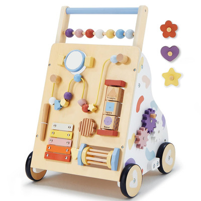 Frogprin Wooden Baby Walker, Baby Push Walker, Montessori Walker Toy for Babies 