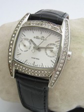 ELLESSE WATCH WOMENS STAINLESS STEEL CRYSTALS LEATHER QUARTZ GENUINE VINTAGE