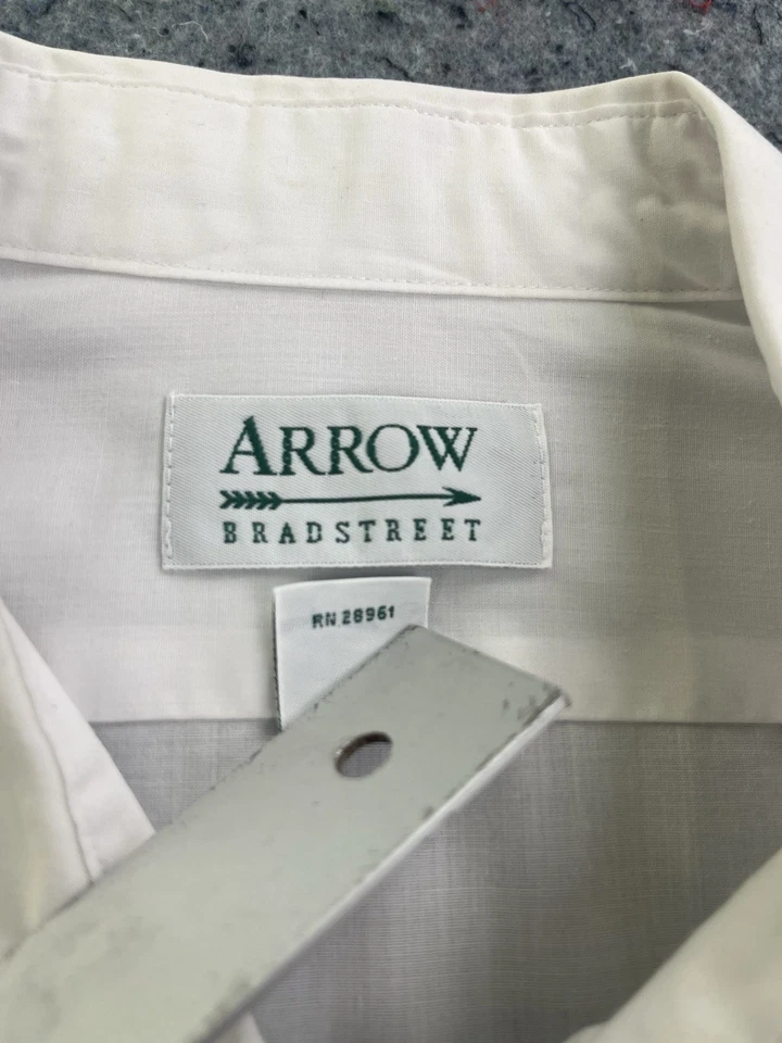 Camisa de Vestir Vintage Arrow Bradstreet Blanca 18-34 Grande Hecha en EE. UU. Bolsillo Años 80 90 Foto 3 de 4
