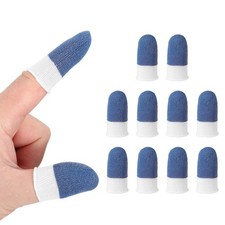 Mobile Gaming Finger Sleeves, 10 Pack Controller Finger Sleeve, Dark Blue/White