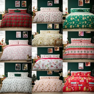 OLIVIA ROCCO Christmas Duvet Cover Set Reversible Quilt Bedding Single Double King Size