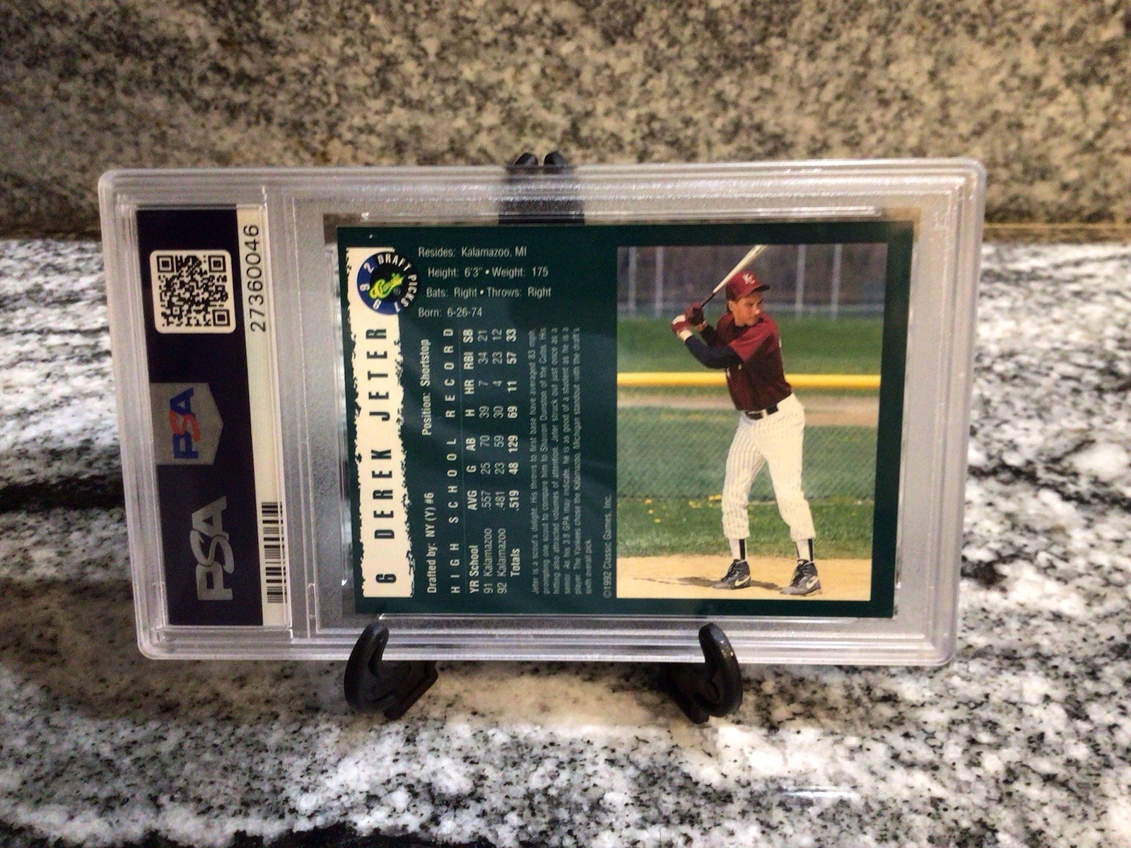 1992 Classic #6 Derek Jeter Draft Pick Rookie Card PSA 10 Gem Mt Yankees view 9