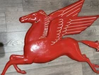 Vtg Porcelain Old Mobil Oil PEGASUS Gas Station 3D Garage Man Cave Mobilgas Sign
